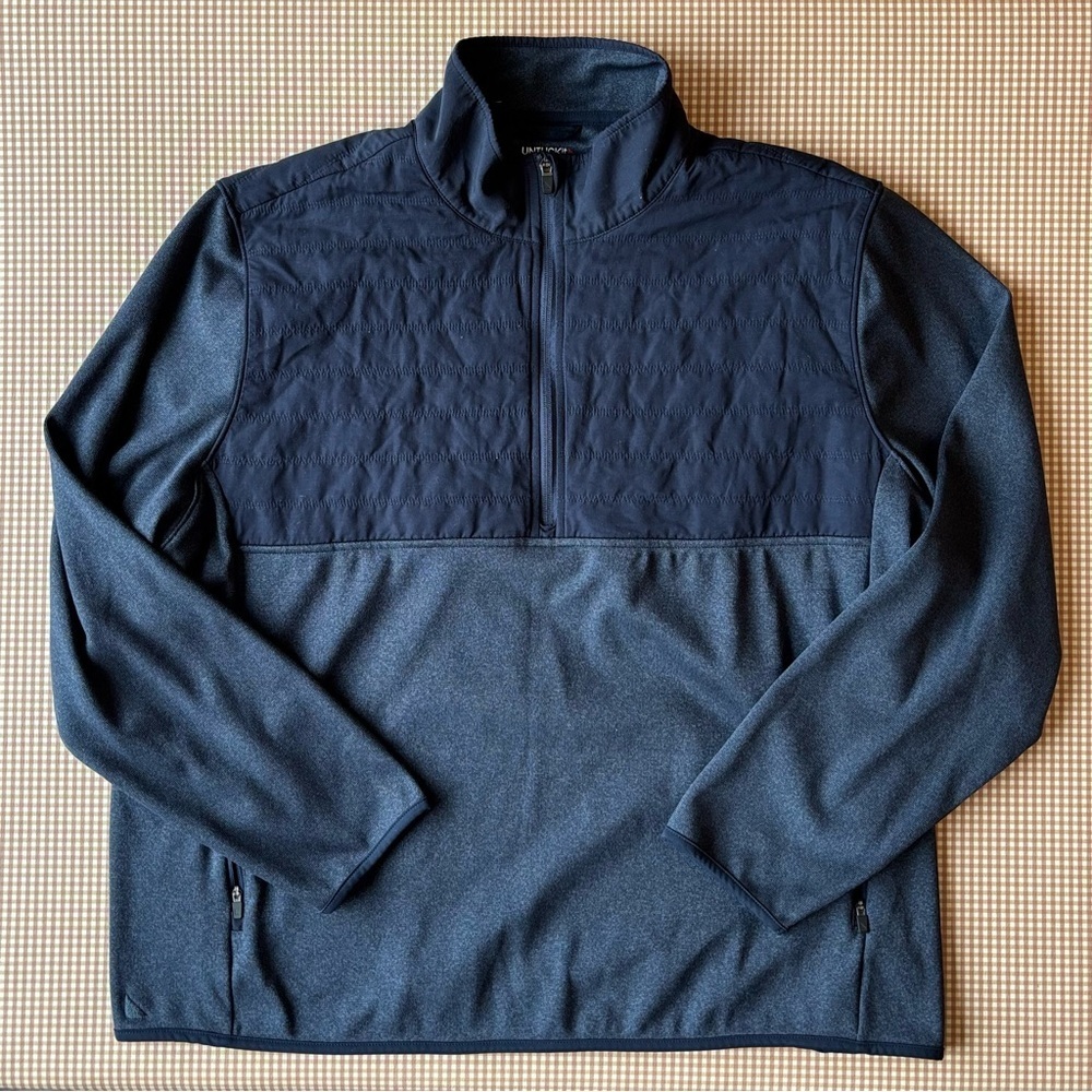 UNTUCKit Tyrus two tone quarter zip sweatshirt pullover. Blue. Men’s XXL